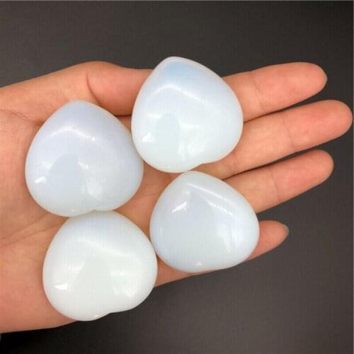 Wholesale 1pc Beautiful White Opal Crystal Heart Shaped Polished Stones Healing Gift Decor Quartz Crystals