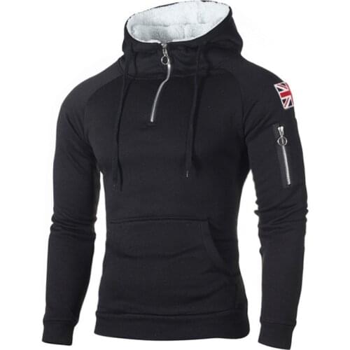 Autumn Sport Zipper Hooded Hoodies Mens Winter Sweater Gym Workout Sweatshirts Pocket Long Sleeve Running Fitness Jacket