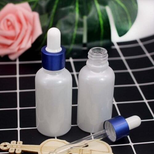 30ml White pearl glass dropper essential oil empty bottle cosmetic essence packaging container