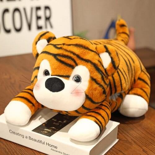 45cm/60cm Lifelike Tiger Leopard Plush Toys Soft Wild Animals Simulation White Tiger Handwarm Jaguar Doll Kids Birthday Gifts