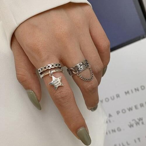 Adjustable Accessories Rings with Chains New Fashion Tassel Vintage Punk Party Finger Jewelry Hip Hop Gifts for Women 2021 Trend