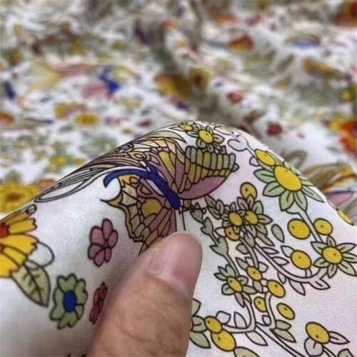 Floral Style Series of Fashion Fabrics, 19 Mummi Silk Stretch Double Joe Dress Shirts High-end Luxury Mulberry Silk Fabrics