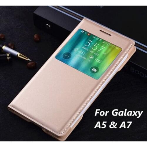 Slim Smart Touch View Sleep Wake Case Original Flip Leather Cover For Samsung Galaxy A5 A500 A500F A500H / A7 A700 A700F A700H