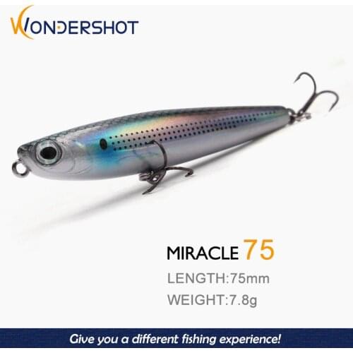 Wondershot D01 Sparrow 75mm 7.8g Pencil The Best Bass Surface Fishing Hard Lure Bait Floating Wobblers Artificiais Decoy