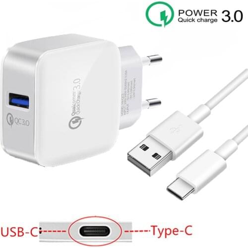 18W USB Charger Fast Charge QC 3.0 Wall Charger For Huawei P40 P30 P20 Lite OPPO Realme 8 7 6 5 3 X50 X2 GT Pro Type-C USB Cable