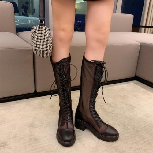 Women Boots Punk Shoes Black Boots Motorcycle Boots Designer Brand Luxury Women Shoes 2020 Thigh High Boots Flat Knight Boots