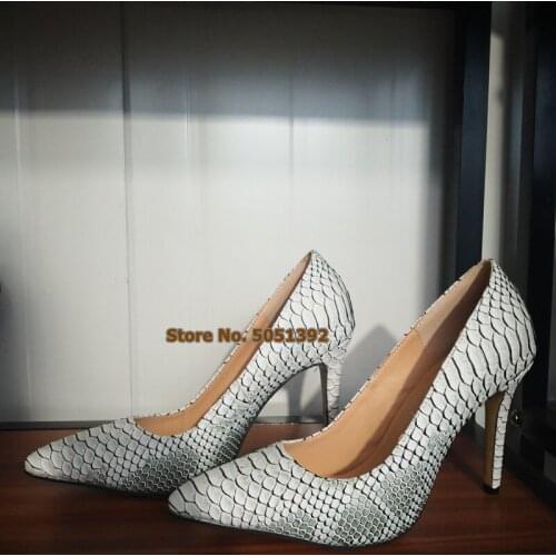 Sexy pointed Toe super High Heel Snake Pattern Women Pumps Stiletto Shallow Casual Shoes Large Size