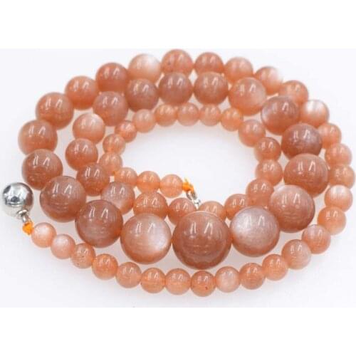 Pink sunstone round 5-12mm necklace 19inch wholesale beads nature FPPJ woman 2017