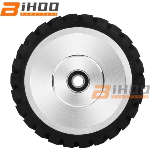 150mm Grooves Rubber Contact Wheel Dynamic Balanced Belt Grinder Grinding Belt Set for Metal Grinding 1PC