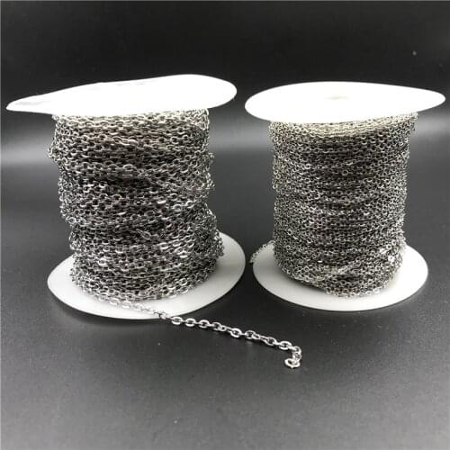 10m/lot Width 2mm 3mm Stainless Steel Link Chains Bulk Craft Necklace Findings Metal Open Link Chain for Diy Jewelry Making