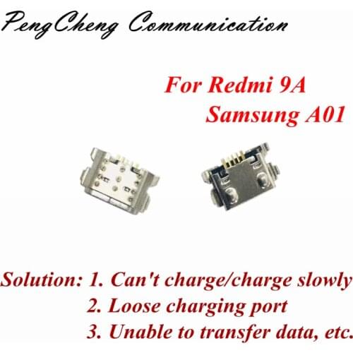 10pcs-100pcs For Redmi 9A Samsung A01 Micro USB Charging Dock Port Connector Socket Repair Parts