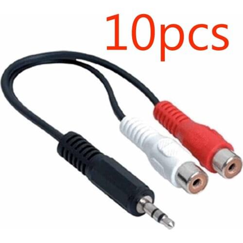 10pcs brand new 3.5mm male to 2 RCA female Audio Stereo Cable 33cm c16