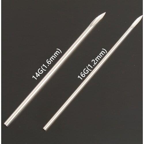 10pcs Steel Piercing Tattoo Needles Nose Lip Ear Sterile Needle For Beauty Body Jewelry 14G 1.6mm Tools