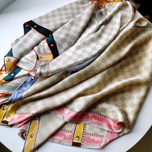 100% Pure Silk Satin Square Big Scarf Shawl Wrap Kerchief 43.3"x43.3" WJ068