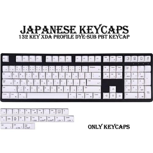 132 Keys XDA Profile DYE-Sub Japanese PBT Keycap Minimalist White Theme Suitable For Mechanical Keyboard