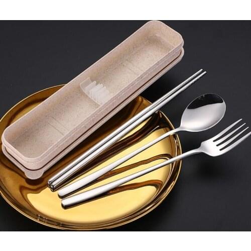 3PC 304 Stainless Steel Fork Spoon Chopsticks Sets Luxury Dinnerware Set Dinner Tableware Party Dinner Western Utensils with box