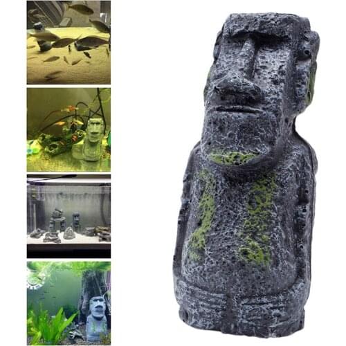 Aquarium Accessories Decorative Ornaments Easter Island Stone Statue Resin Landscaping Crafts Antique Roman Portrait