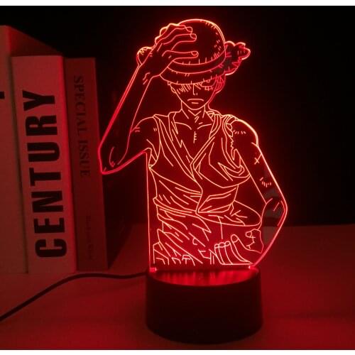 Monkey Luffy Anime Figure 3D LED 7 Colors Changing Table Lamp Cartoon Lights for Children Birthday Gift Room Decor Night Lamp