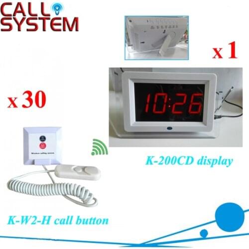 Wireless Nursing Call Paging System,1 Display Receiver with 30 Bell for Bed Calling Pull cord to call
