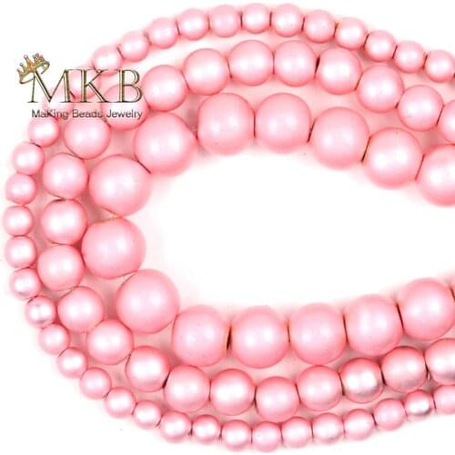 Wholesale Natural Round Matte Pink Plated Hematite Stone Beads For Jewelry Making Beads Diy Charm Bracelet Accessories 15"