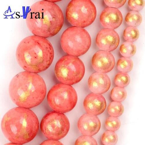 Natural Stone 4 6 8 10mm Orange Jades Beads For Jewelry Making Round Loose Spacer Beads DIY Bracelet Necklace Accessories 15inch