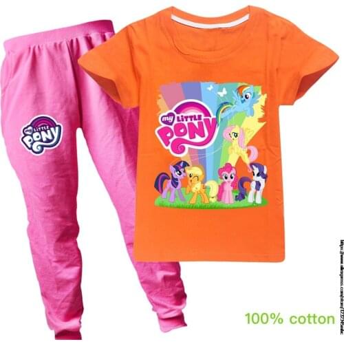 Children Print T-shirt + Pants 2PCS Kids Fashion Kawaii My Little Baby girl pony Harajuku Style Kids Boutique Clothing Wholesale