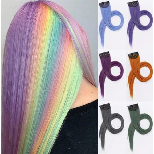 DI FEI synthetic hair one or two clip hair extensions long straight hair natural color piece clip in highlighted hair extensions