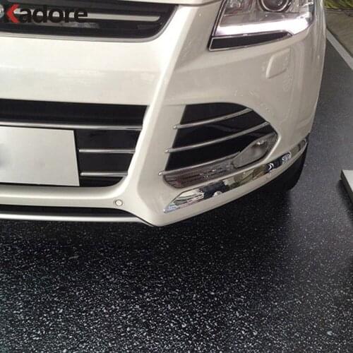 For Ford Kuga Escape 2013 2014 2015 ABS Chrome Front Anti-Collision Head Foglight Lamp Eyelid Protector Cover Frame Trims