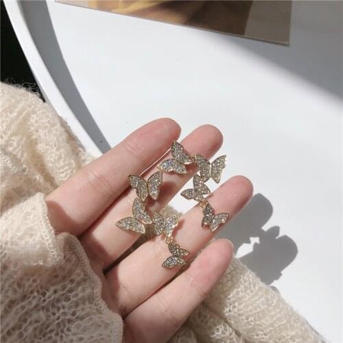 Korean Jewelry Rhinestone Butterfly Tassel Fashion Earrings Brincos Earrings For Women Oorbellen Gifts For Women Bijoux