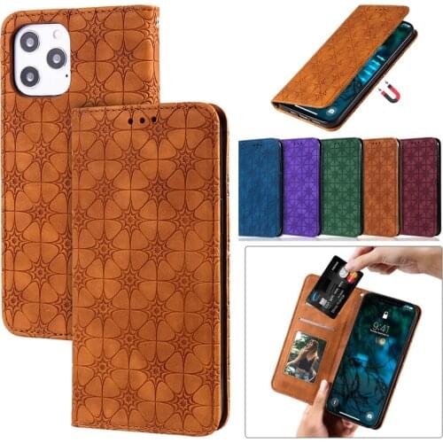 Luxury 3D Embossing Leather Phone Case For iPhone 12 Mini 11 Pro XS Max X XR SE 2020 6 6S 7 8 Plus Magnetic Wallet Card Cover