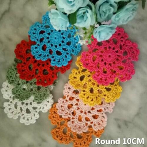 10CM Round Handmade Crochet Cotton Lace Table Coaster Coffee Mug Christmas Doily Dining Placemat Wedding Party Decorative Pad