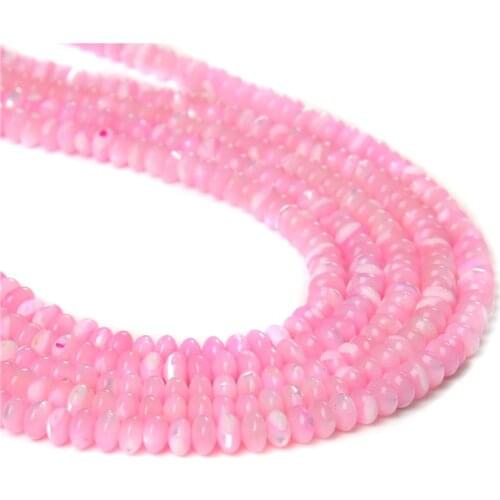 Natural Shell Rondelle Beads Pink Mother of Pearl Shell Loose Beads for Jewelry Making DIY Bracelets Necklace Earrings 15" 3x5mm