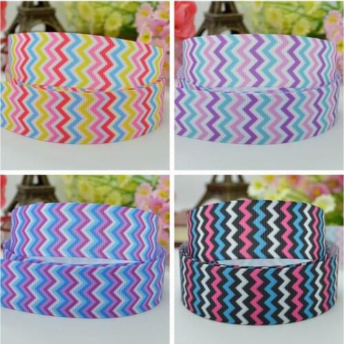 10 Yards 22mm 7/8" Chevron Purple rainbow Pretty Girls Printed grosgrain ribbon hair bow DIY hair accessories retail B0929