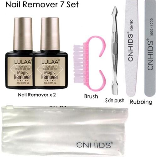 LULAA 7pcs/Set Nail Polish Remover Set Nail Polish Burst Gel 2min Fast Remove Sticky Layer Residue Nail Art Acrylic TSLM1