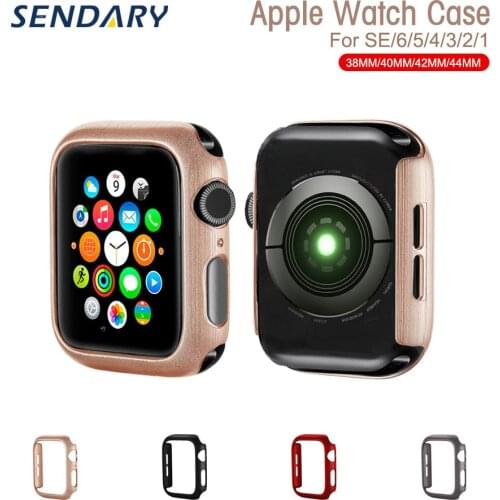Brushed Watch Case for Apple Watch SE 4/5/6 40MM 44MM Protective Bumper Cover Frame for iWatch 1/2/3 38MM 42MM
