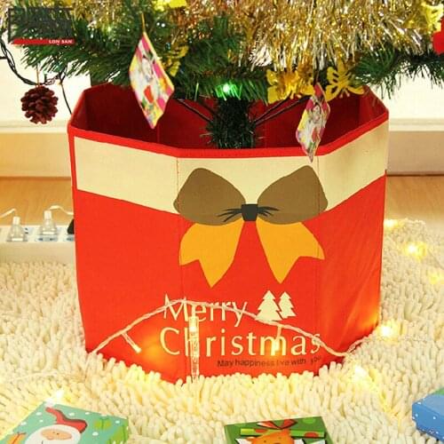 Multifunctional Non-woven Storage Box Durable Christmas Tree Skirt Box Folding Snowmen Base Box Xmas Tree Foot Cover Xmas Decor