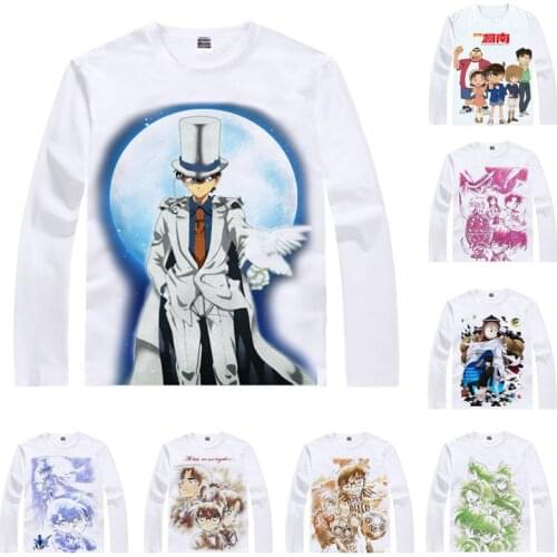 Detective Conan Meitantei Konan T-Shirts Men Hip Hop Long Sleeve Shirts Jimmy Kudo Rachel Moore Cosplay Motivs Anime Shirts Men