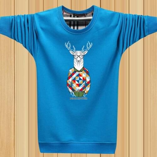 Men Sweatshirts 2021 New Spring And Autumn Cotton Cartoon Loose Male Pullover Teenager Boys Korean Style Plus Size 4XL 5XL H09