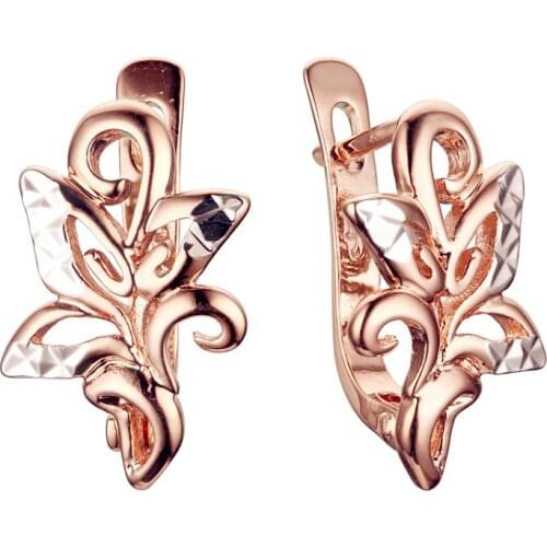 New Leaf Earring 585 Rose Gold Color Women Jewelry Trendy Leaf Shape Gold and Silver Plated Earrings Designs for Women