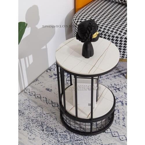 Installation-free Nordic Side Table Coffee Table Living Room Small Round Table Simple Bedside Table Small Storage Table Double C