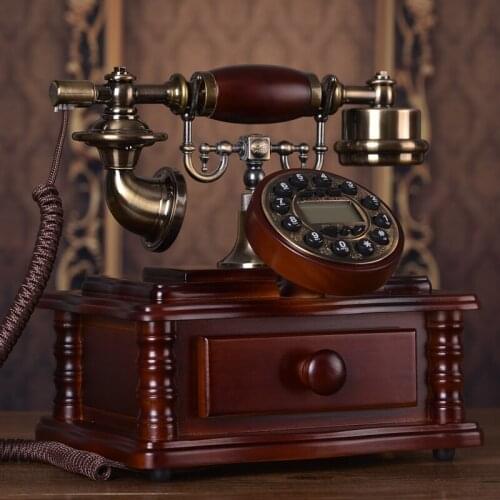 Special offer European telephone landline retro wood household fixed antique telephone new villa Decoration home art Caller