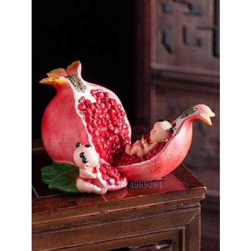 Creativity Resin Cartoons Artificial Plants Pomegranate Chinese Style Child Modern Home Decoration Childrens Room Figures