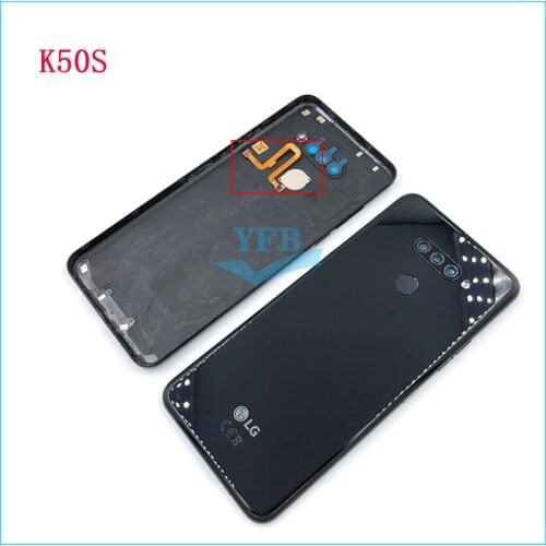 For LG K50S Back Battery Cover Rear Door Glass Housing With Fingerprint Flex