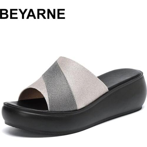 BEYARNE slippers for women sandals 2020 summer wedges heels women shoes woman slippers summer sandals casual shoes
