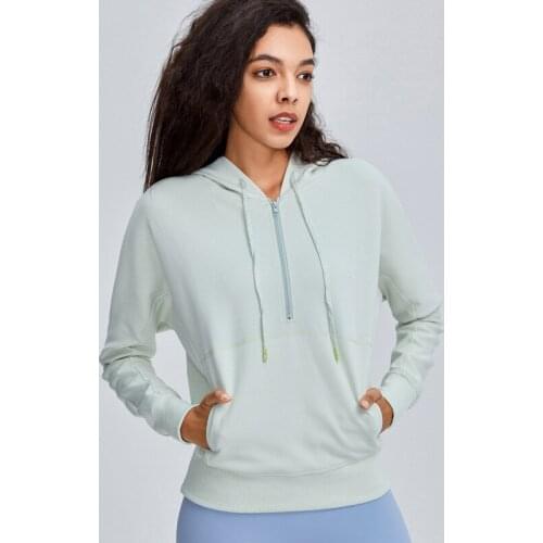 Heyyoga Women Comfort Training Fitness Leisure Sweatshirts Pullover With Pocket EVERYDAY Half Zipper Workout Sport Hoodies