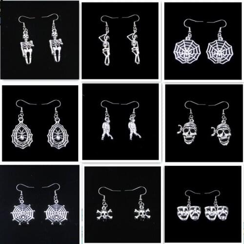 Fashion Handmade Simple Design Skeleton Spider Zombie Earrings For Women Gift Fashion Jewelry Cute Small Object Halloween Gift