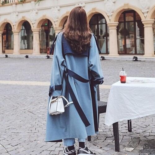 Womens Woollen Overcoat Patchwork Contrast Thickened Tweed Coat 2021 New Long Waist Down Show Thin Temperament Windbreaker