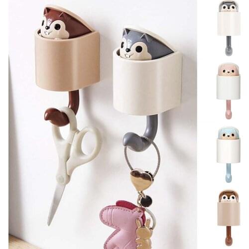 1PC Decorative Hooks Home for Hanging Clothes Hat Scarf Key Squirrel Self Adhesive Hanger Rack Wall Decoration Wall Hanger