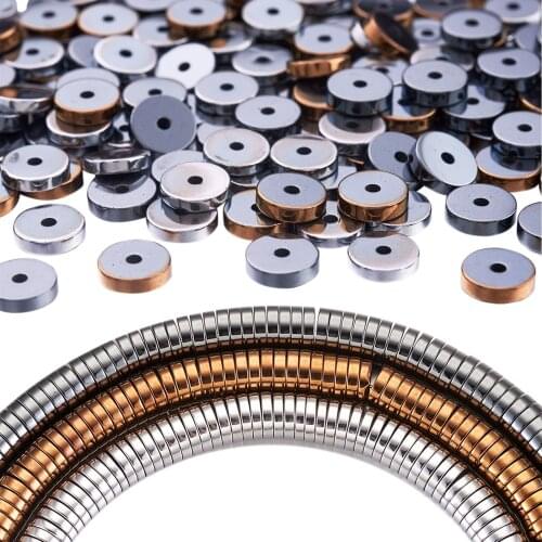 188pcs/strand Electroplate Non-Magnetic Synthetic Hematite Beads Spacer Flat Round/Disc Heishi Beads For Beading Bracelet Making