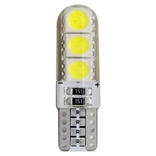 1x T10 W5W Car LED Bulb Turn Signal Light Auto Interior Dome Reading Light License Plate Wedge Side Super Bright White 12V 6SMD